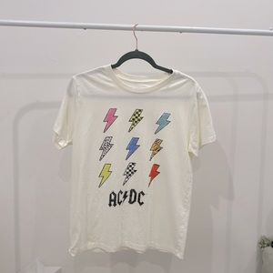 Graphic AC/DC t-shirt with colored lightning bolts